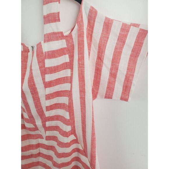 Soft Surroundings Blouse Womens Medium Sunset Striped Cold Shoulder Linen Blend - Picture 4 of 6
